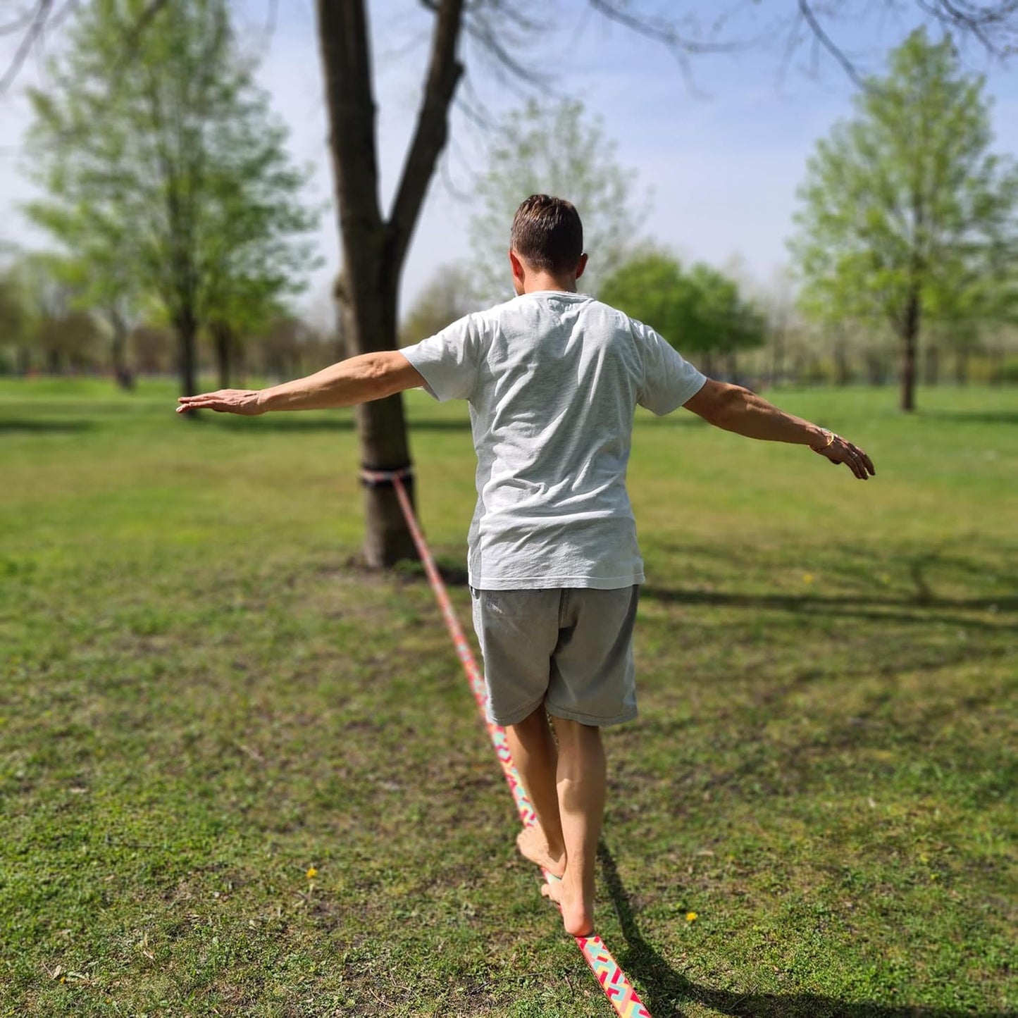 Slackline Set mit Baumschutz und Tragebeutel, 15 Meter