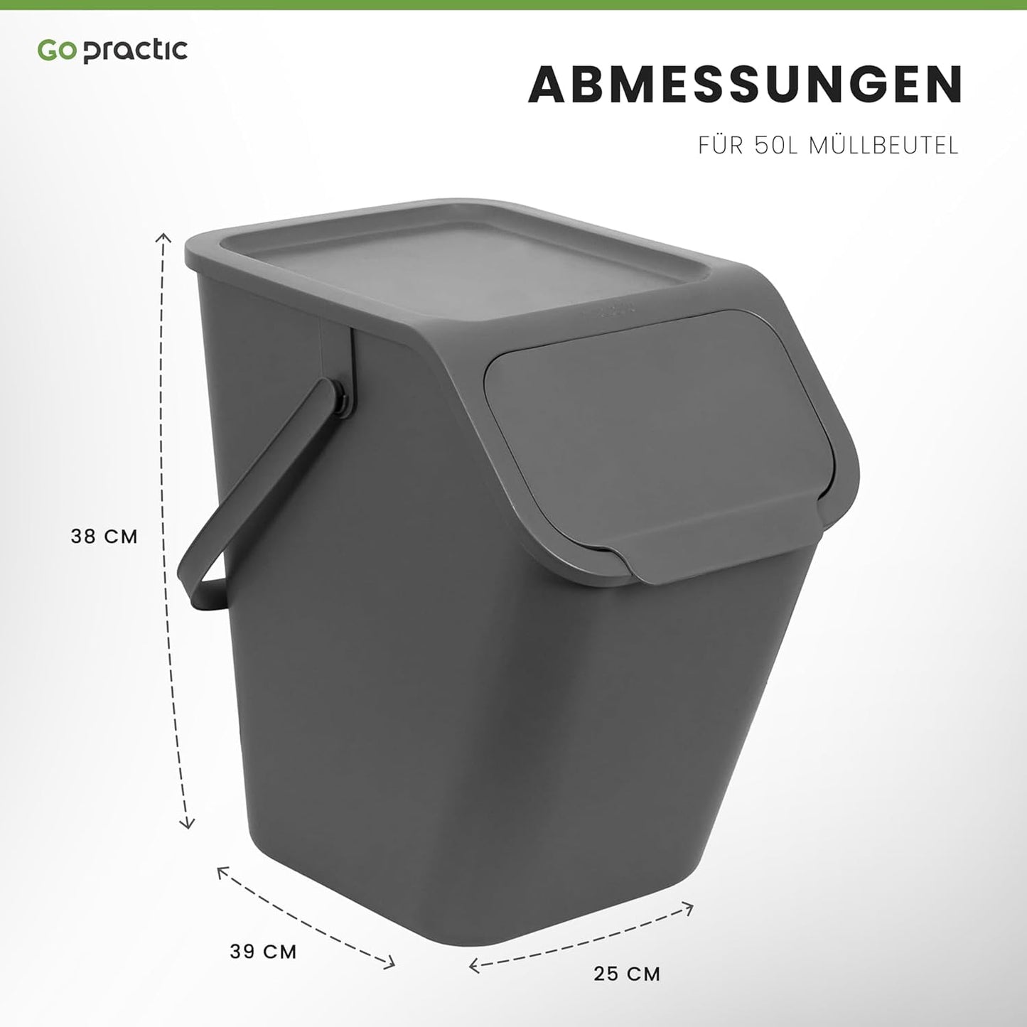 Mülleimer, Grau|ohne Kohlefilter und Komposter