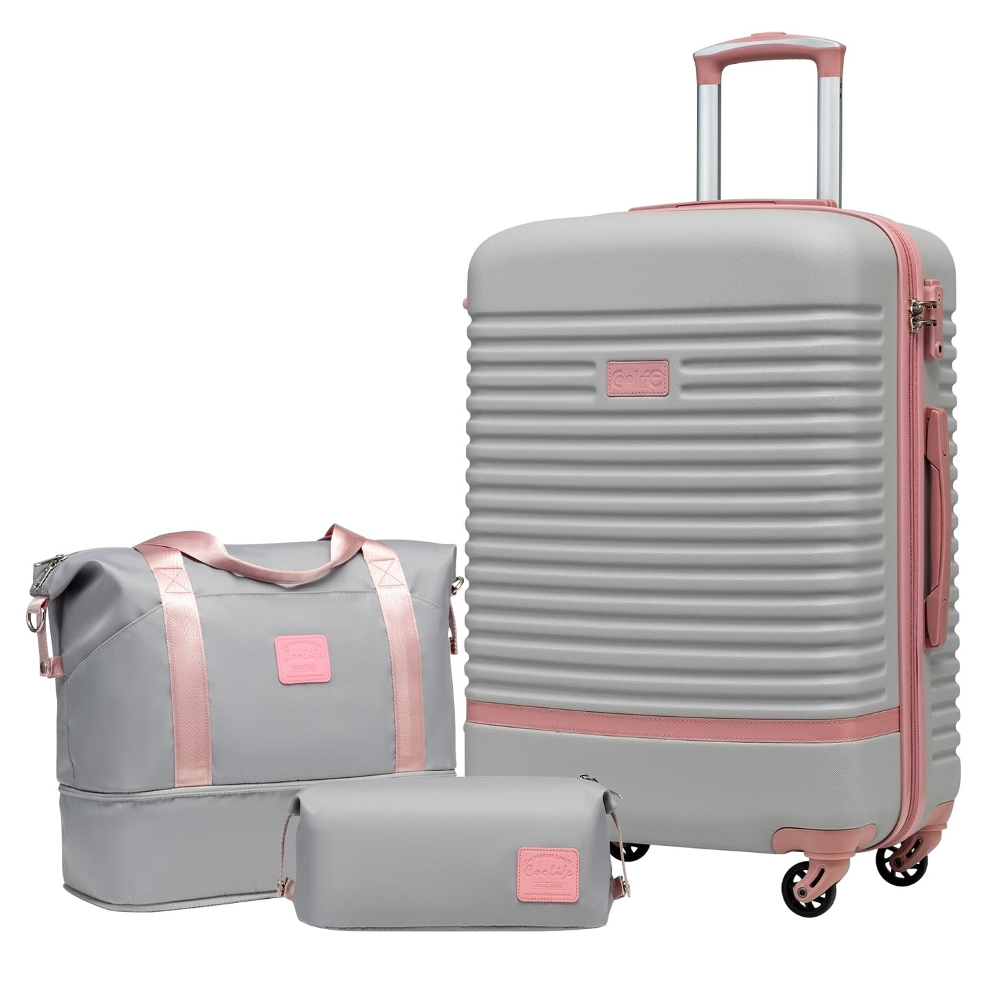 3-teiliges Koffer-Set, Grau/Rosa Mittlerer Koffer-Set 3tlg
