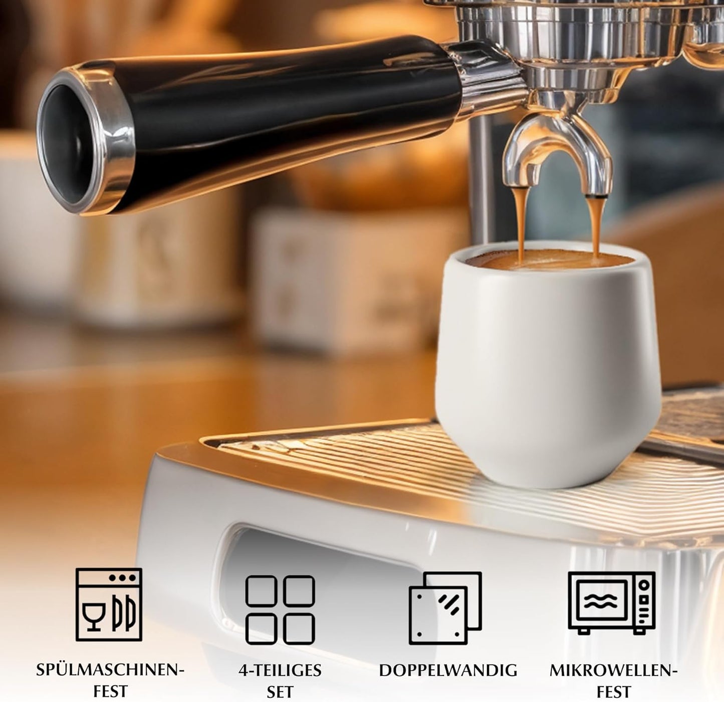 4er-Set Espressotassen ohne Henkel, Steingrau