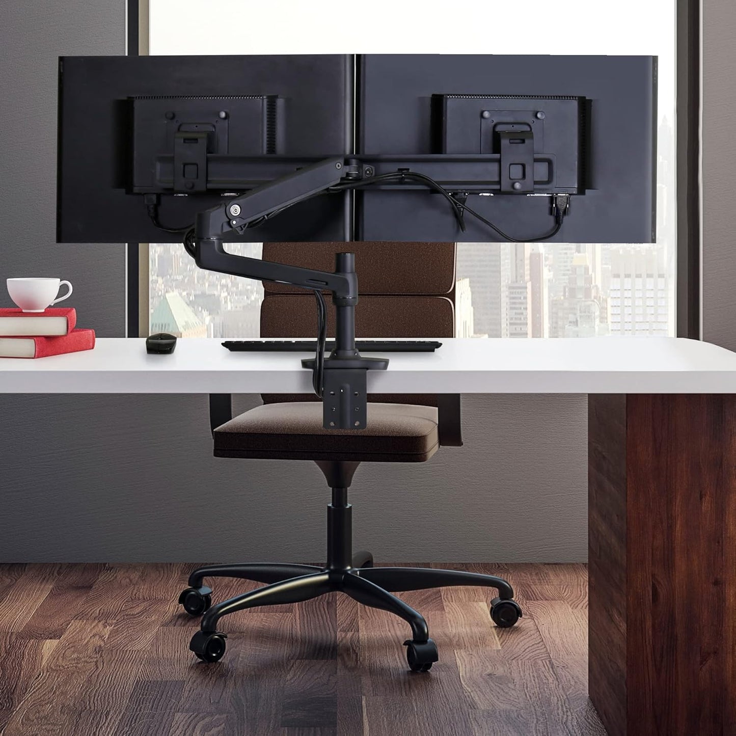 Dual Monitor Tischhalterung mit CF-Technologie, Schwarz 2 Monitors - Up to 25 inches Schwarz