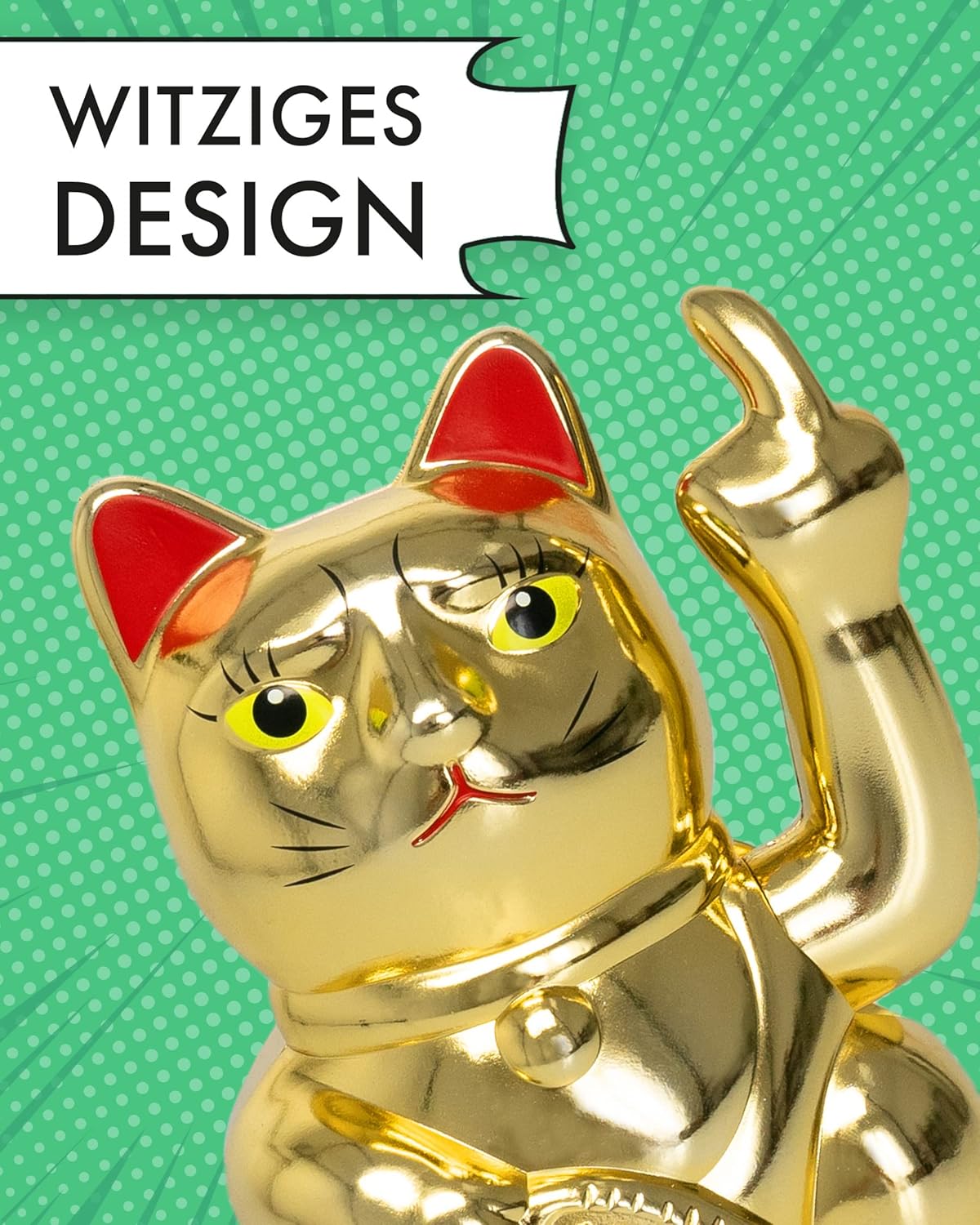 Winkekatze mit Mittelfinger, Gold