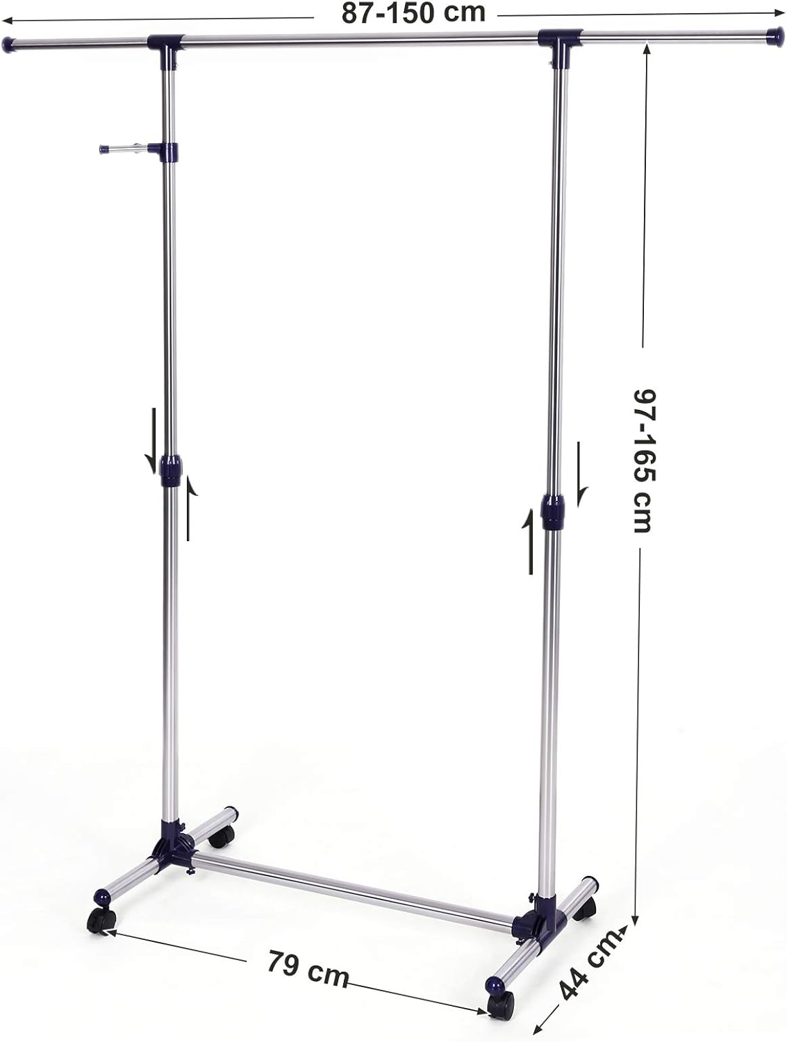 Höhenverstellbarer Kleiderständer, Blue 44 x (87-150) x (97-165) cm
