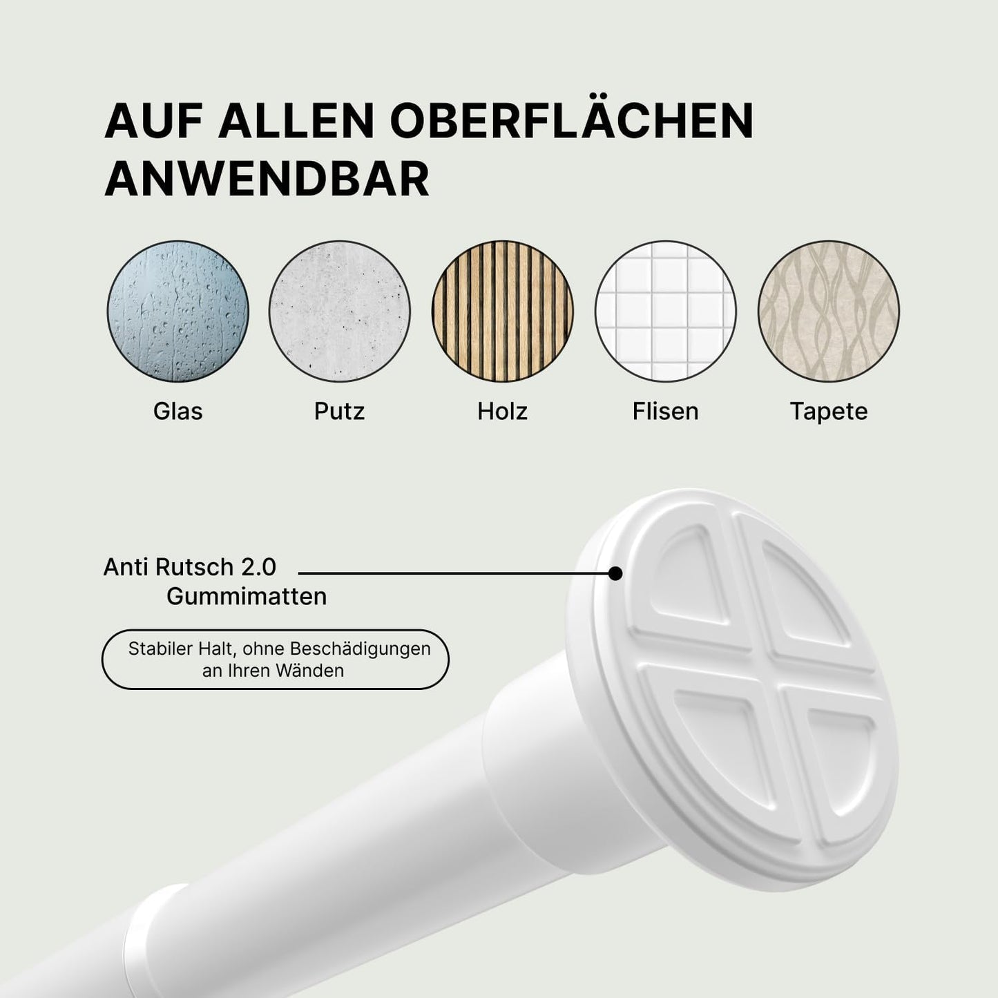 Teleskop-Klemmstange ohne Bohren (70-120 cm), 70-120 cm Weiss