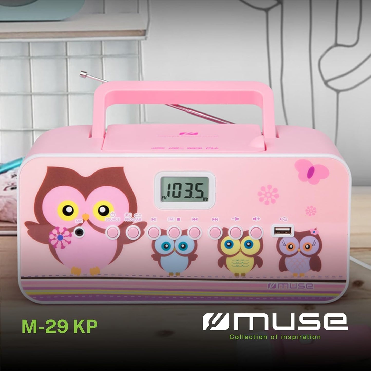 CD-Radio für Kinder mit Mikrofon, Pink M-29 KP