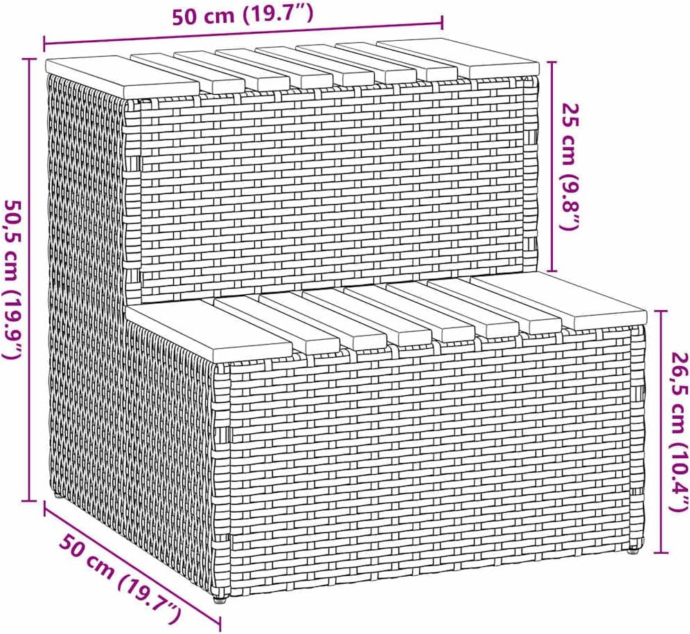 Whirlpooltreppe Tomasin, 50 x 50 x 50.5 cm Schwarz