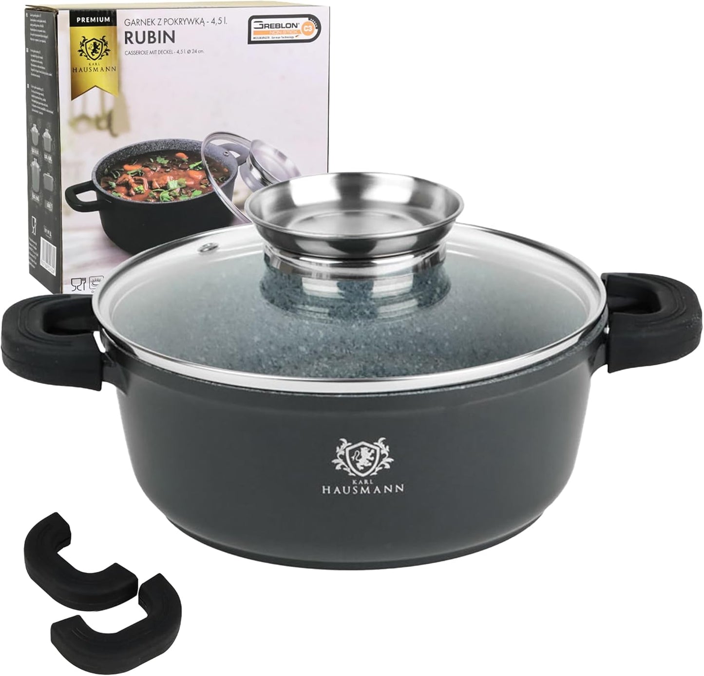Antihaftbeschichteter Suppentopf mit Deckel, 4.4 L / Ø 24 cm - Rund
