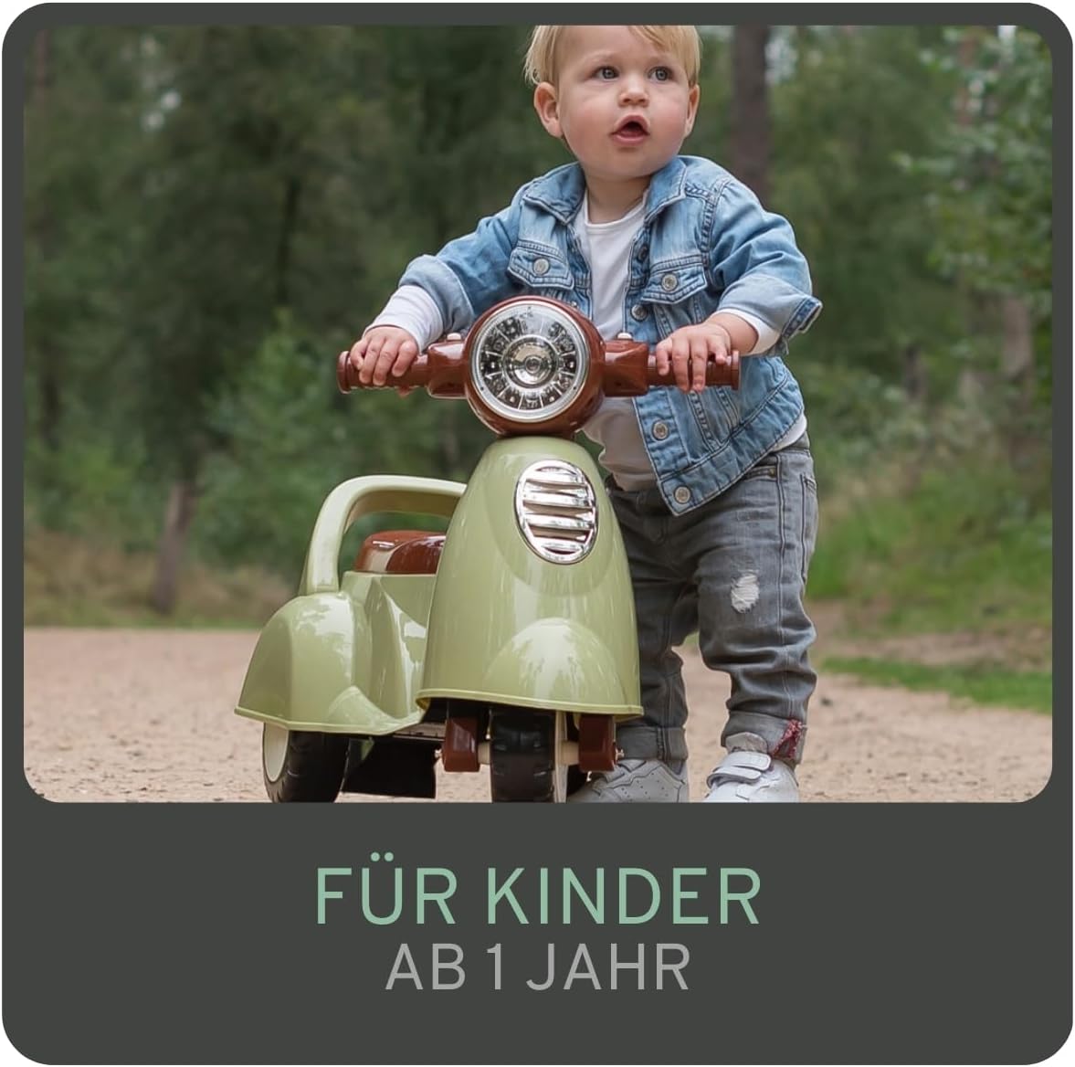 Rutschfahrzeug Retro Scooter ab 1 Jahr mit Hupe, Retro Grün
