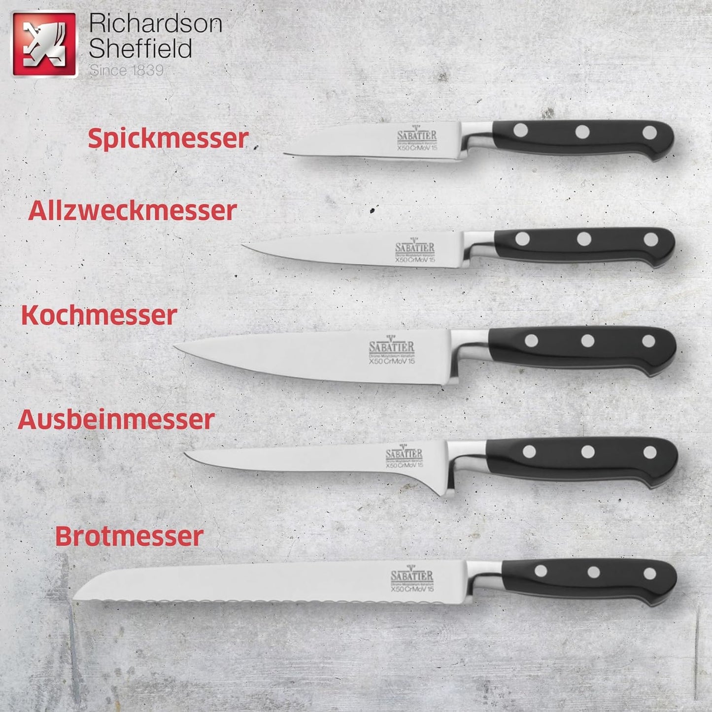 V Sabatier Messerhalter Set, 5-tlg