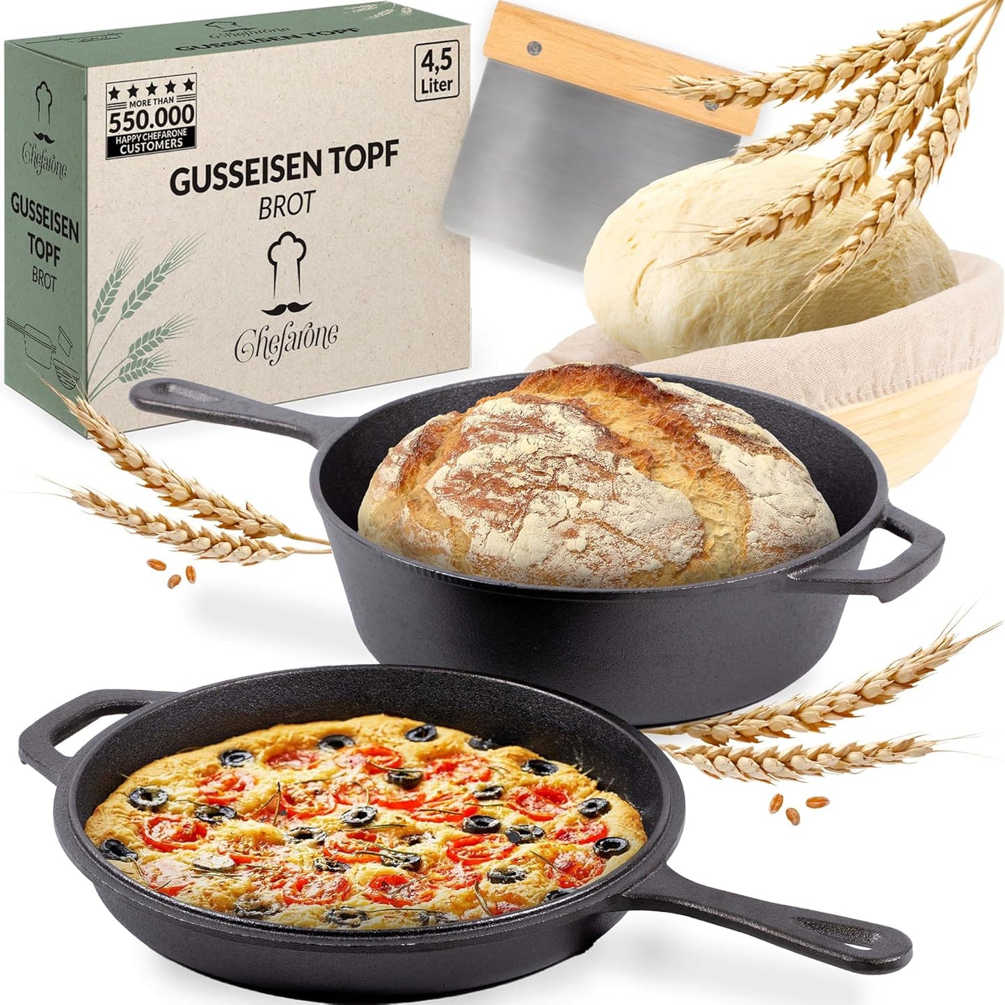 2in1 Brotbackform mit Gärkorb, 3L 2 in 1