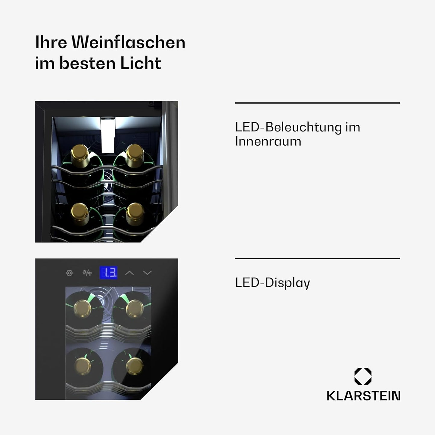 Weinkühlschrank für 18 Flaschen, Eine Zone schlank / 18 Flaschen / Schwarz