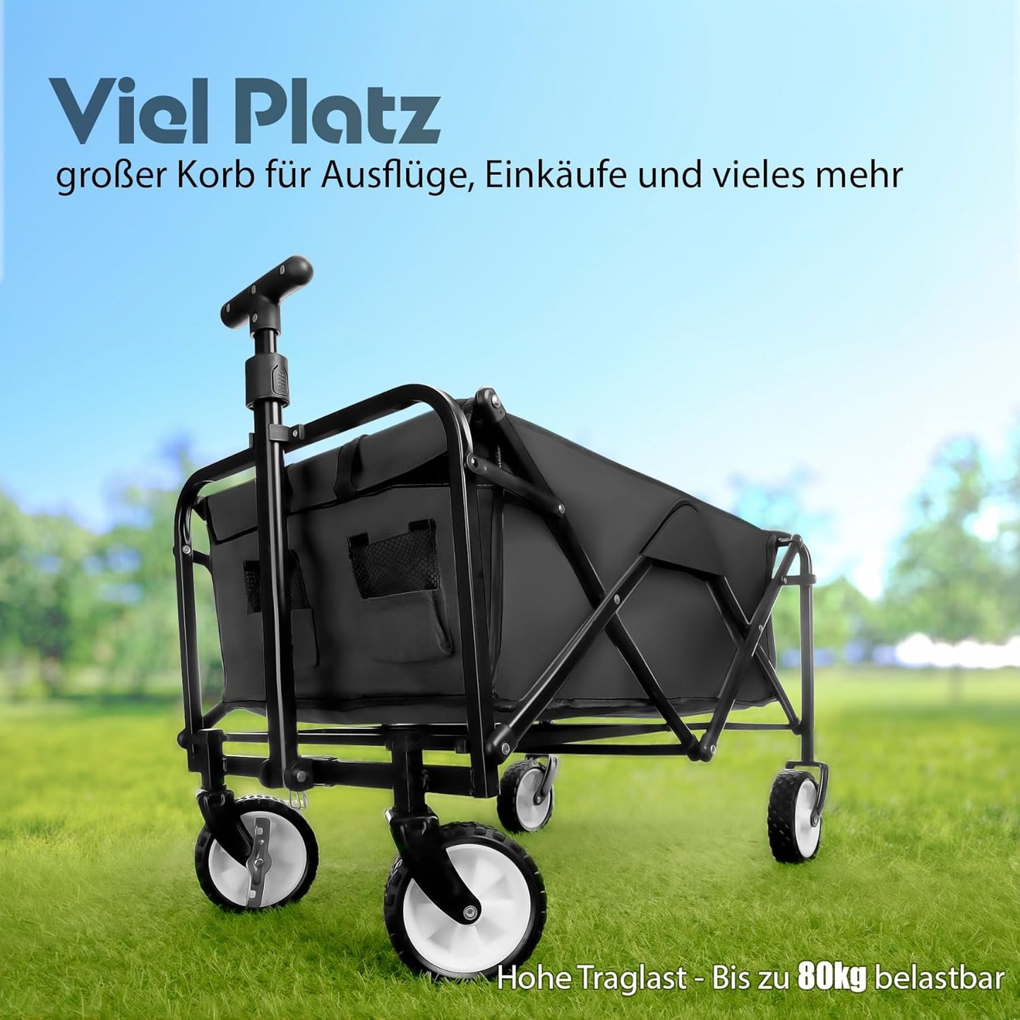 Faltbarer Bollerwagen, Schwarz