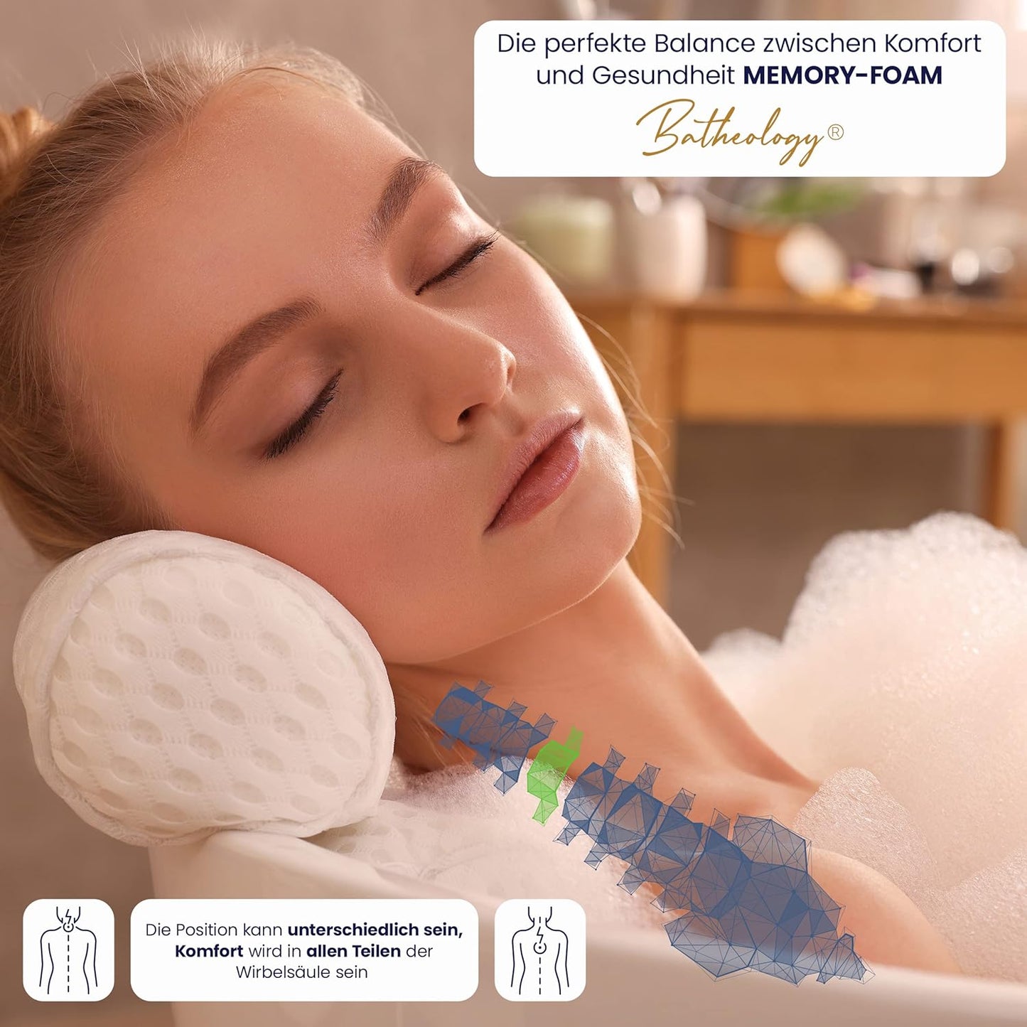Ergonomisches Badewannenkissen