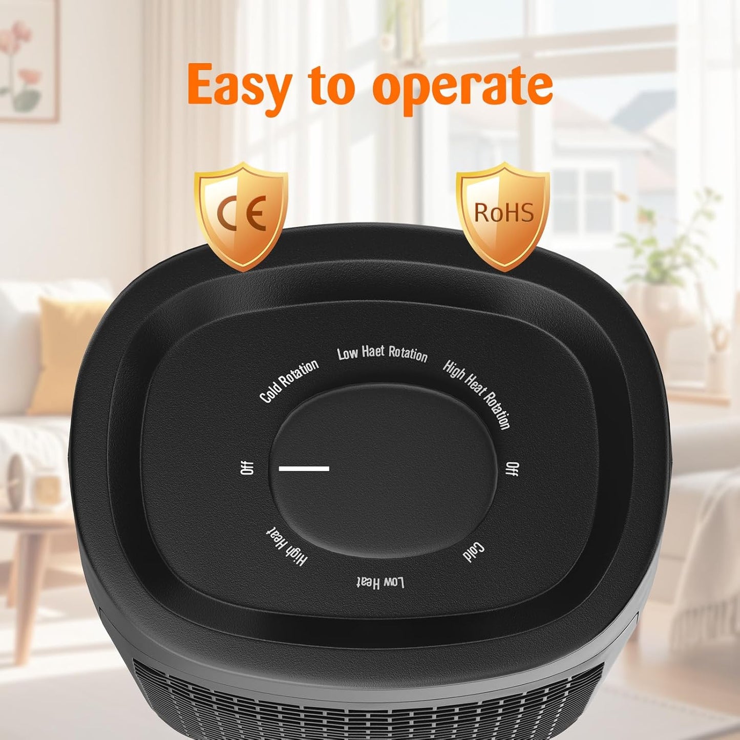 Heizlüfter mit Thermostat und Schwenkfunktion, X-Large Gelb