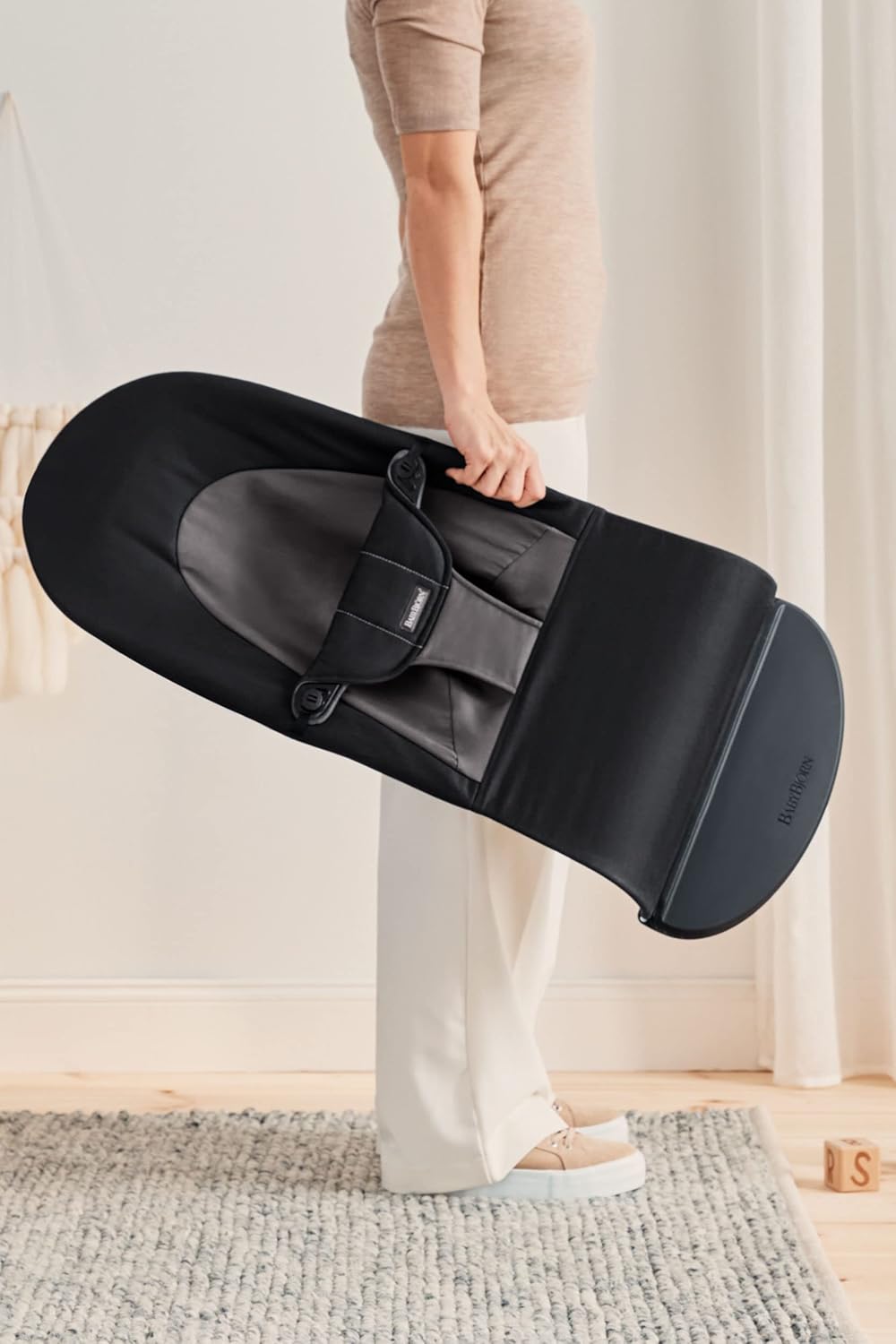 Babywippe Balance Soft, Gewebt/Jersey Schwarz/Dunkelgrau