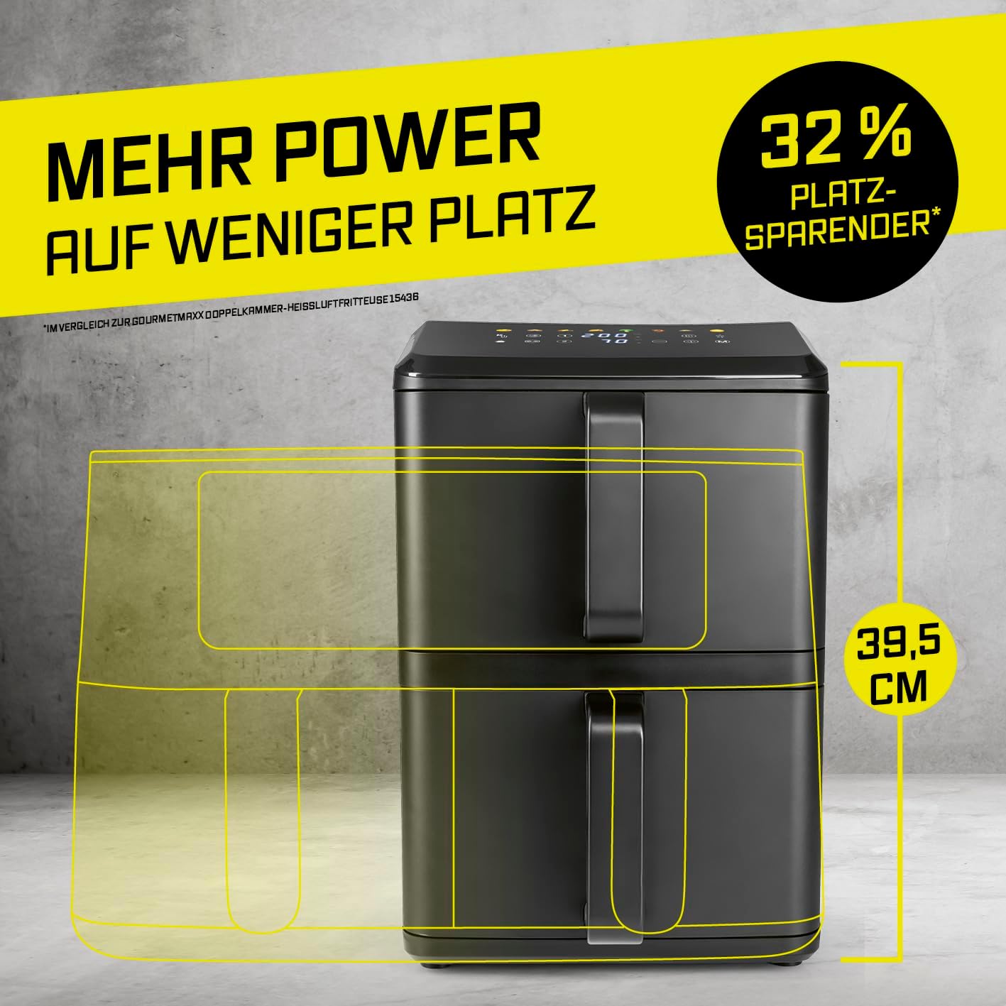 Doppelkammer-Heissluftfritteuse mit LED-Touchdisplay, 10 Liter (2x 5L)