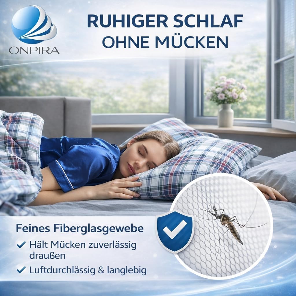 Fliegennetz Meterware für Fenster & Türen, Weiss 150cm x 10m