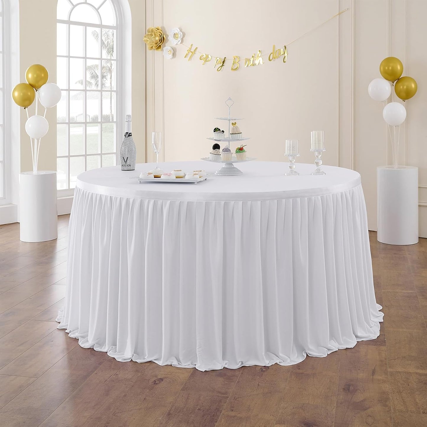 Faltenfreier Tischrock für Bankett & Hochzeit, Weiß L427cm×H76cm
