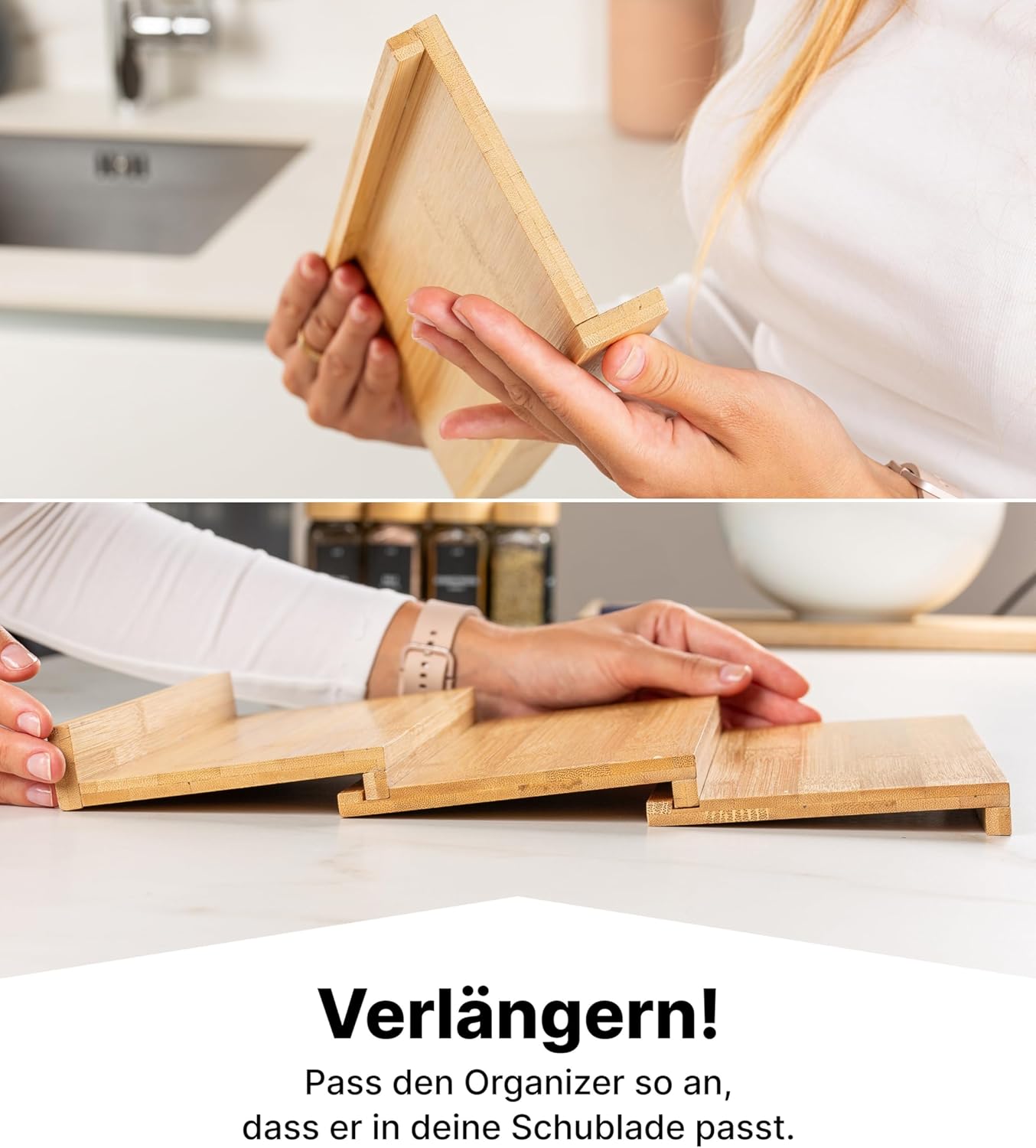 Gewürzgläser-Set mit Schubladeneinsatz, 24 Stk, fix, Bambus, Deckel Bambus