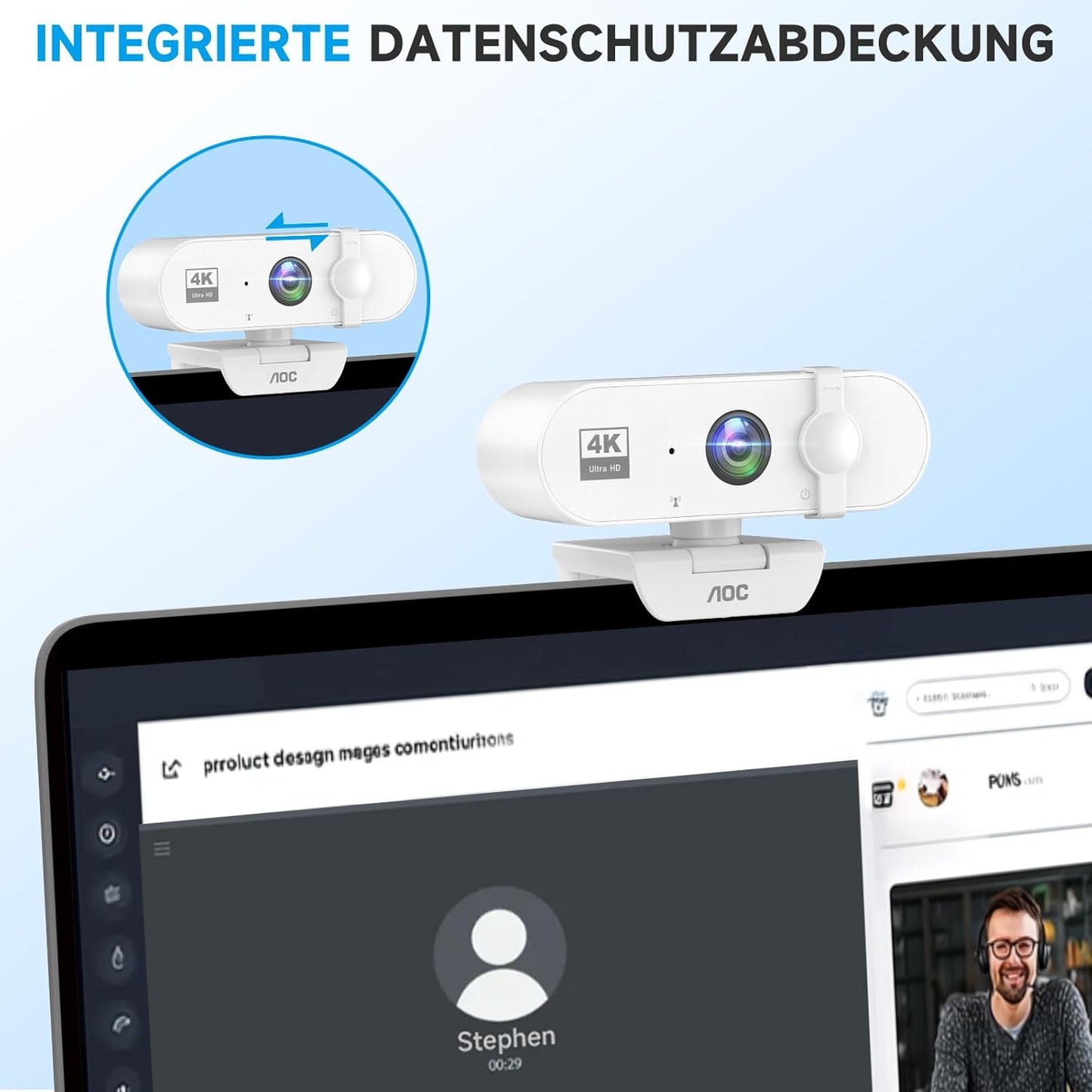 4K Webcam AC310 mit Mikrofon und Autofokus, Weiss