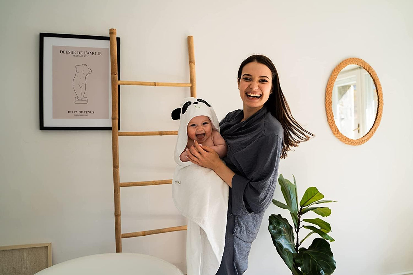 Baby Kapuzenhandtuch-Set Panda mit Waschlappen, Panda