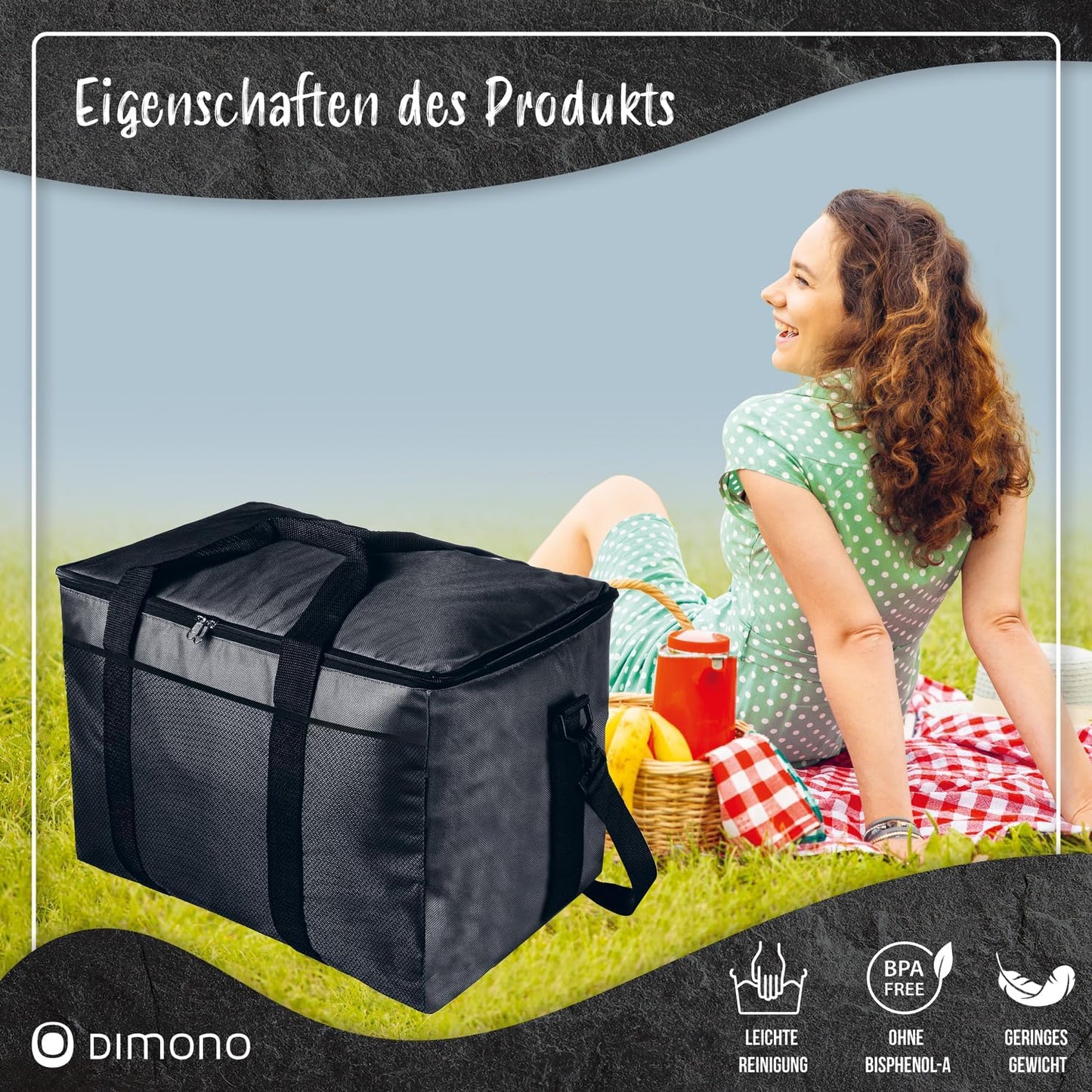 XXL Kühltasche, 45 Liter - Schwarz