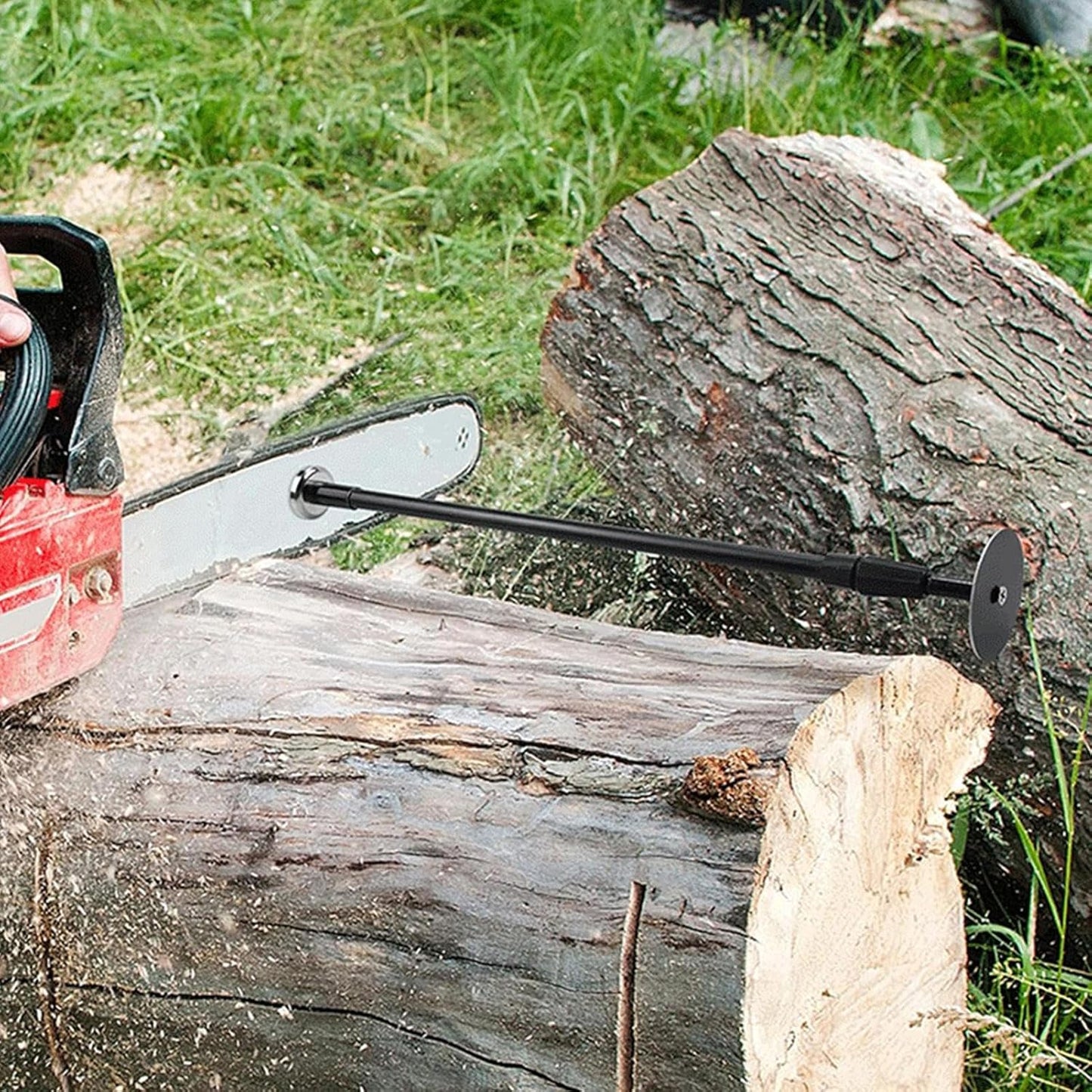 Verstellbares Brennholzmesser mit Magnet und Teleskopschaft