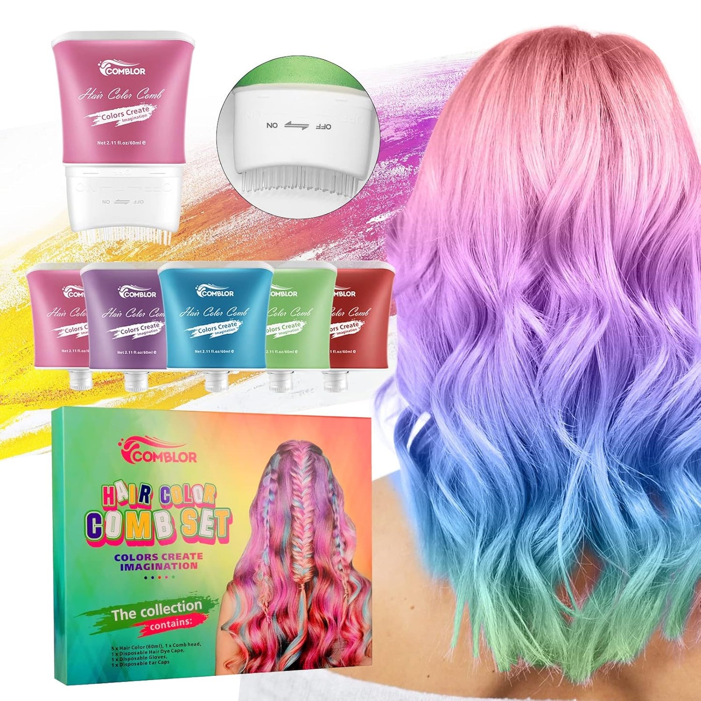 Hair Color Comb Set (5 Farben)