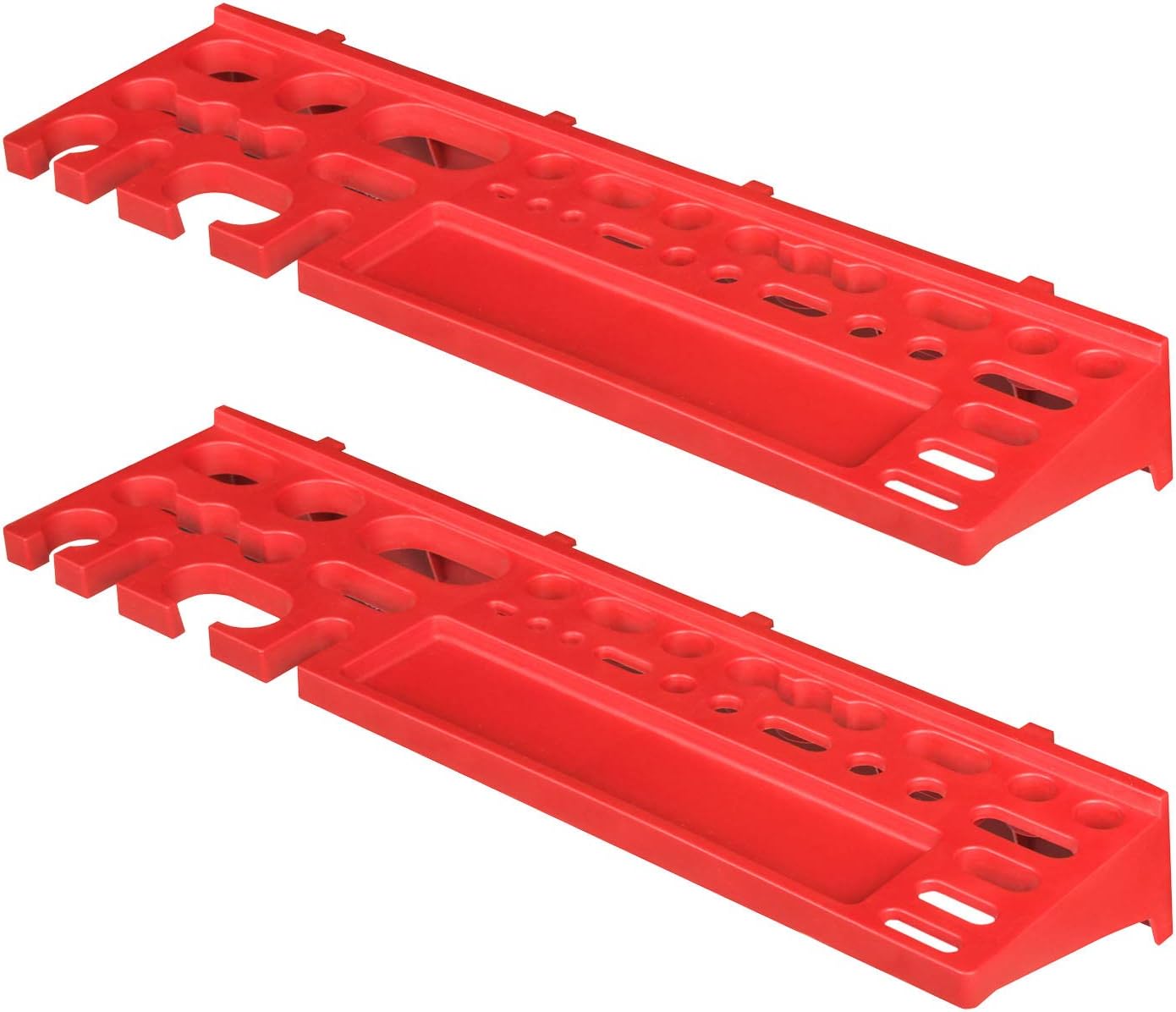 Stapelboxen mit Werkzeughalterungen, Rot/Schwarz