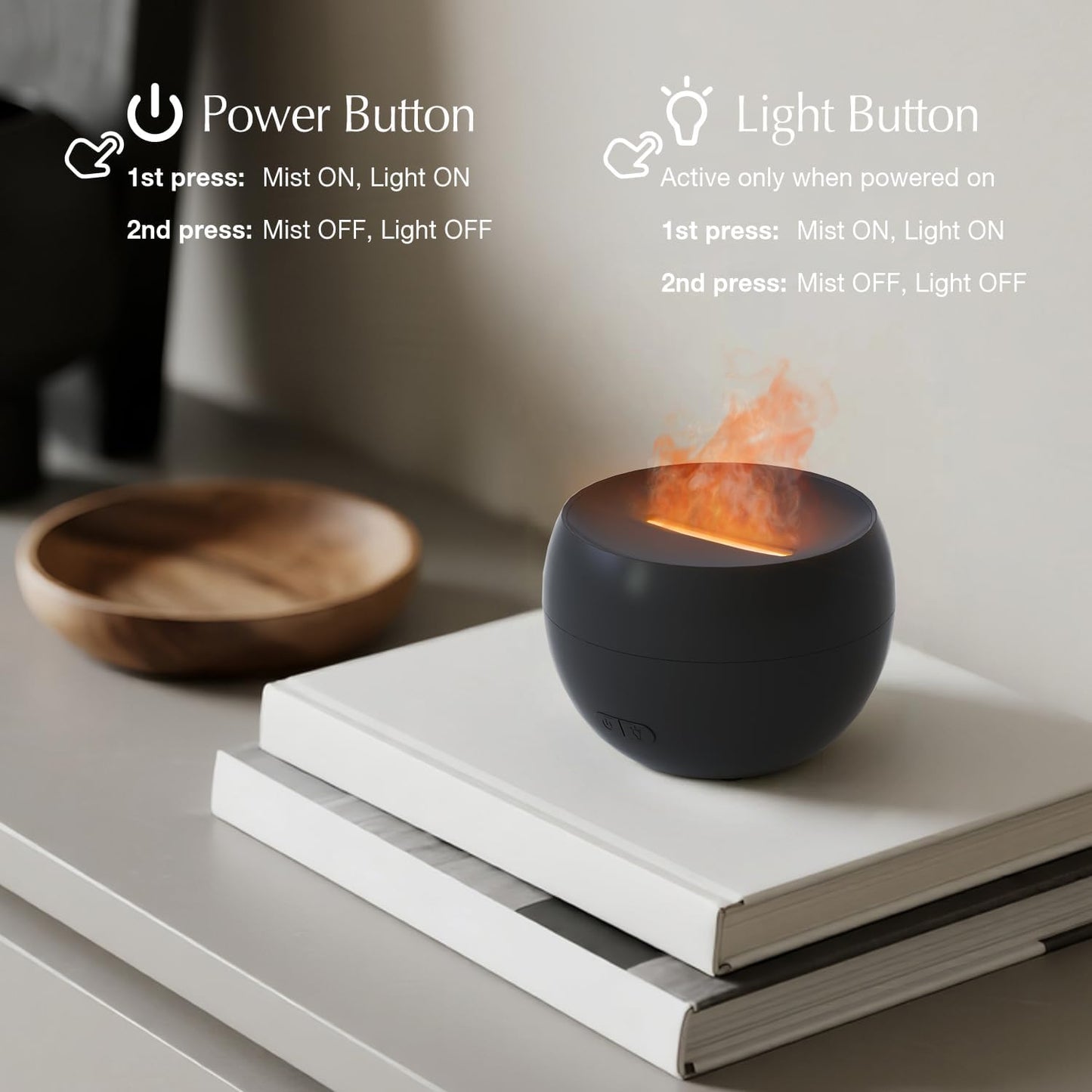 Aroma Diffuser mit Flammeneffekt, Schwarz