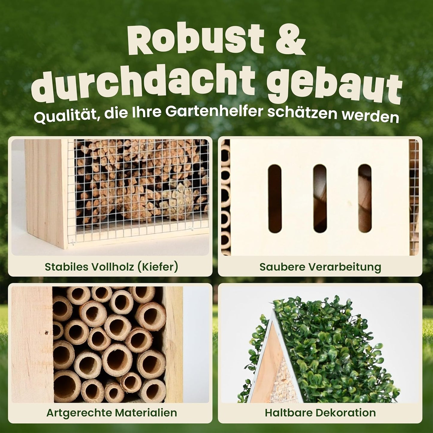 Insektenhotel XXL mit Efeu-Dach (55 cm), XXL Insektenhotel – Efeu Dach Gross (55 cm)