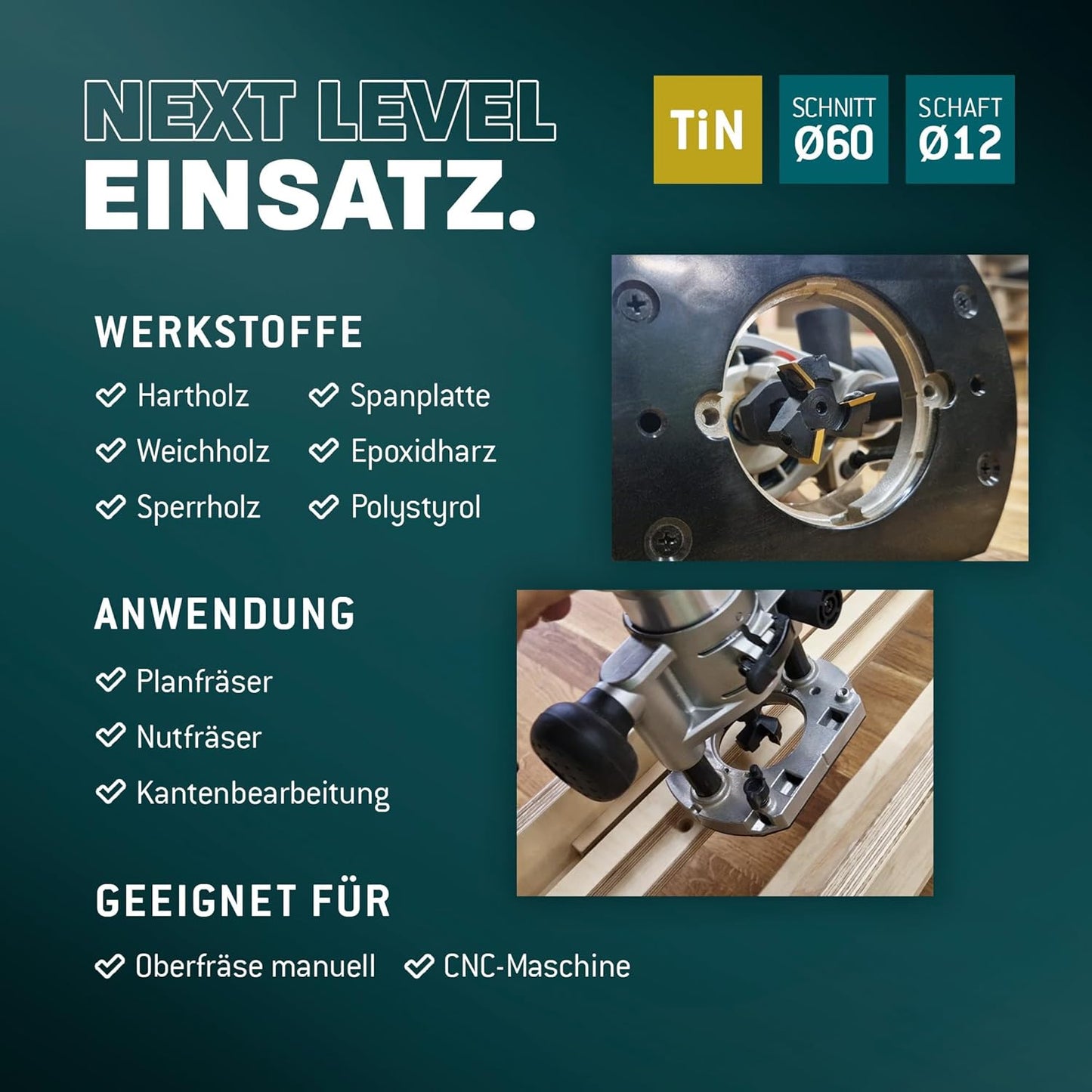 NeoTwister Planfräser für Oberfräse, Planfräser "NeoTwister" Ø 60 mm