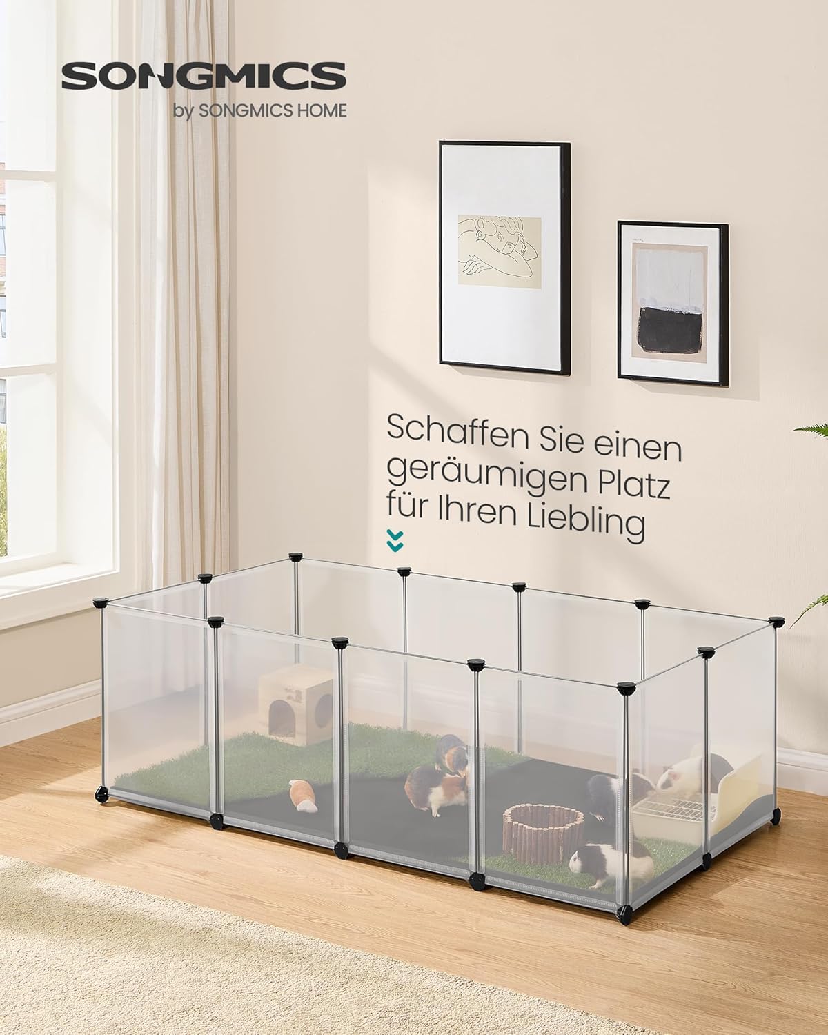 Kleintiergehege mit Bodenplatten (143 x 73 x 46 cm), M (143 x 73 x 46 cm)