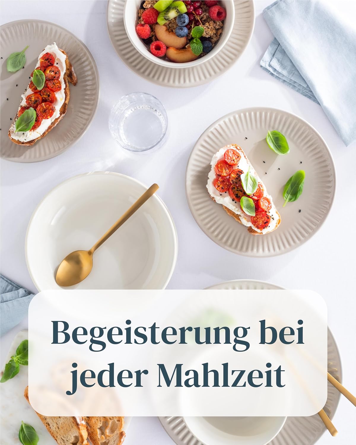 Skandinavisches Suppenteller-Set Hygge, Tiefe Teller (6x) Hellbraun