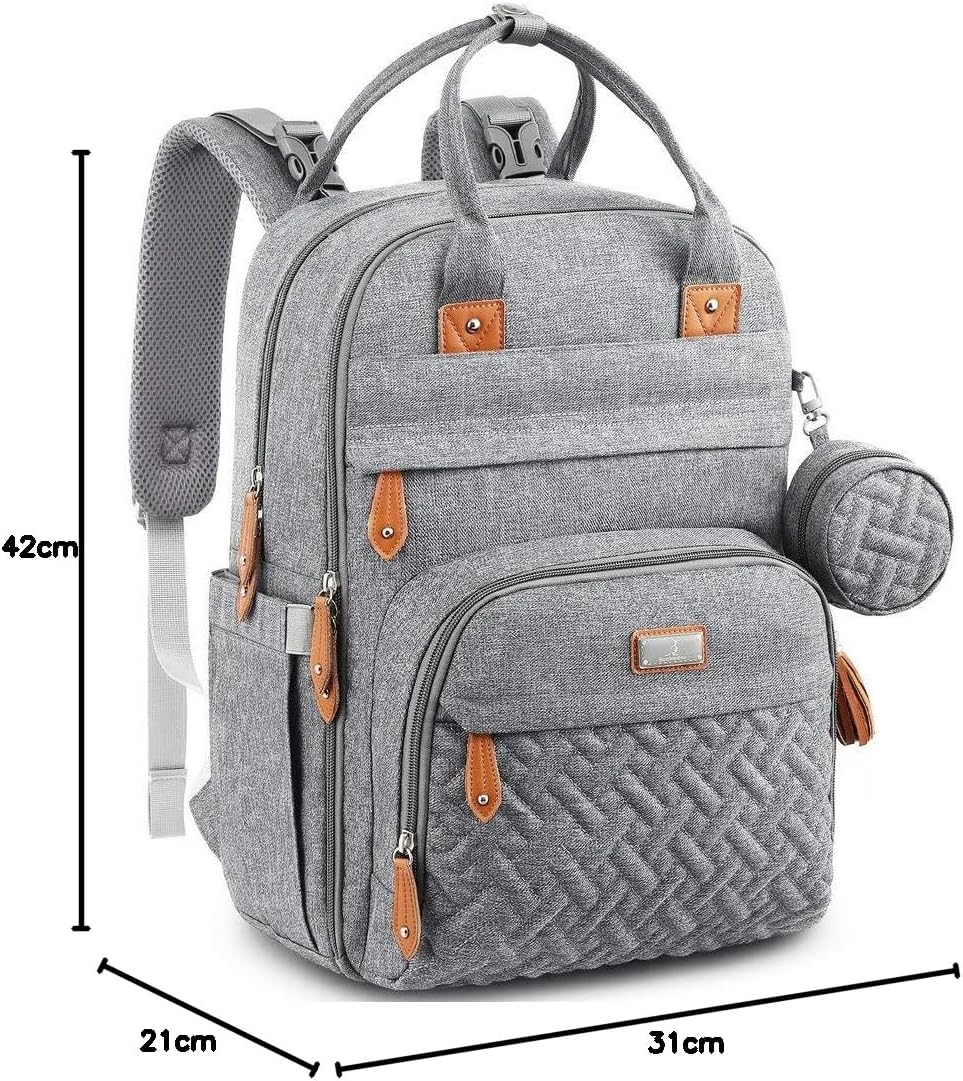 Wickelrucksack mit Wickelauflage, Grau