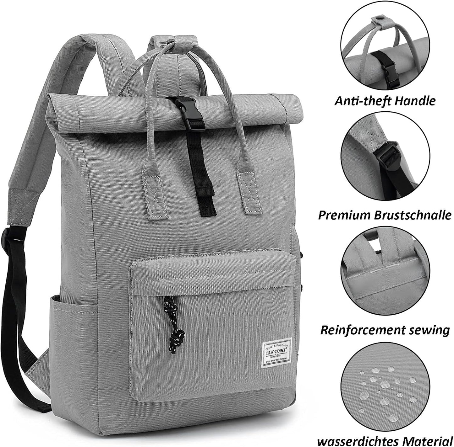 Laptop-Rucksack, 15,6 Zoll, Hellgrau 01