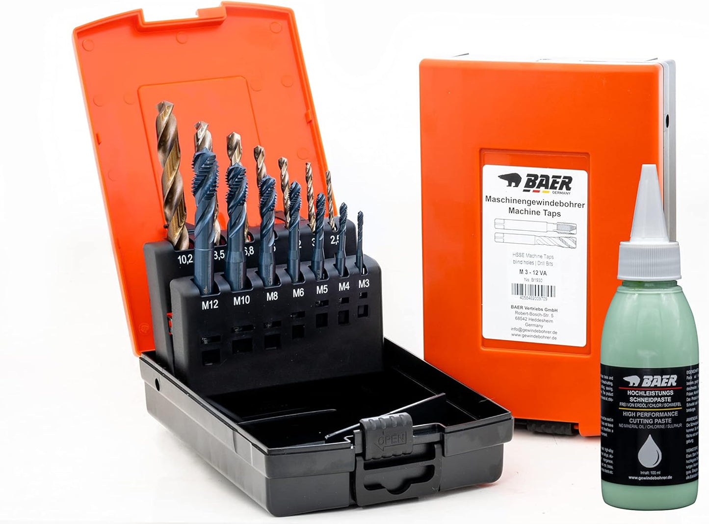 Maschinengewindebohrer Set, Standard inklusive Bohrpaste
