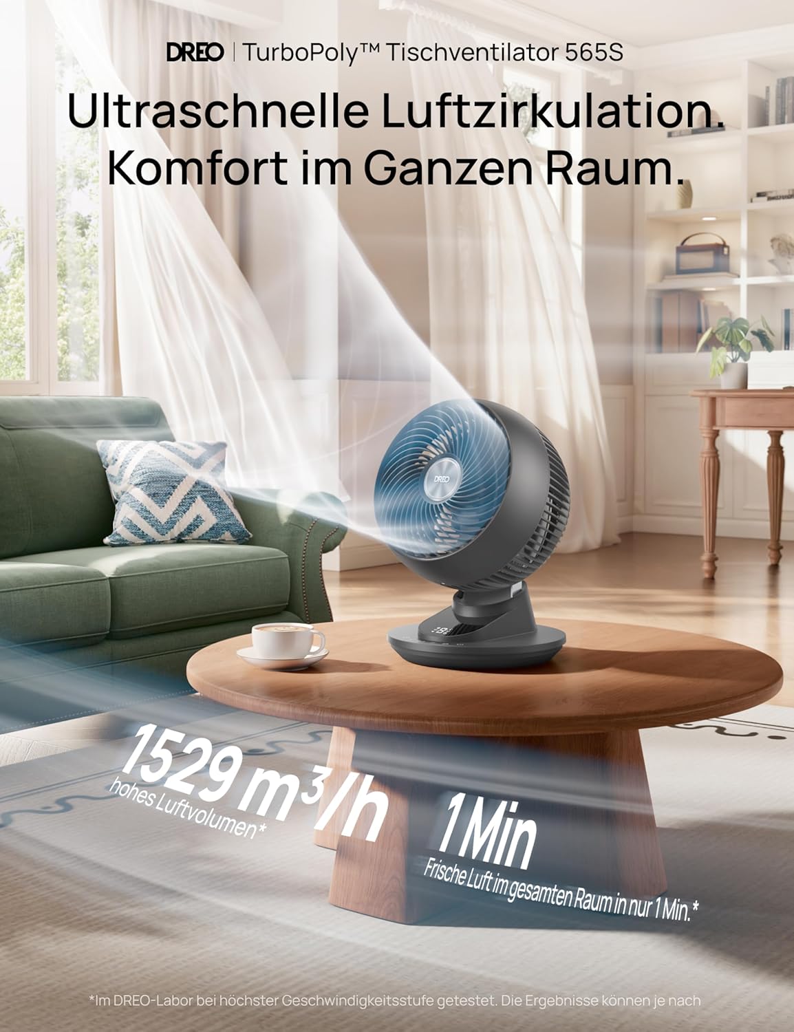 Tischventilator mit App-Steuerung, Grau
