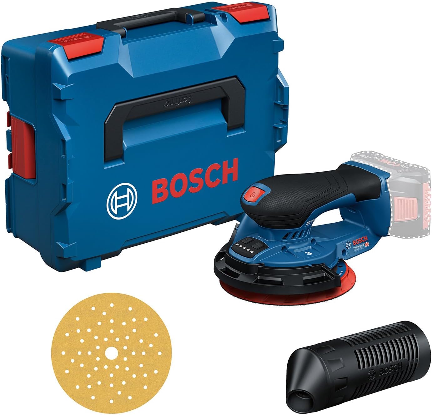 kku-Exzenterschleifer GEX 18V-150-3, +Schleifpapier + Staubbox + L-Boxx