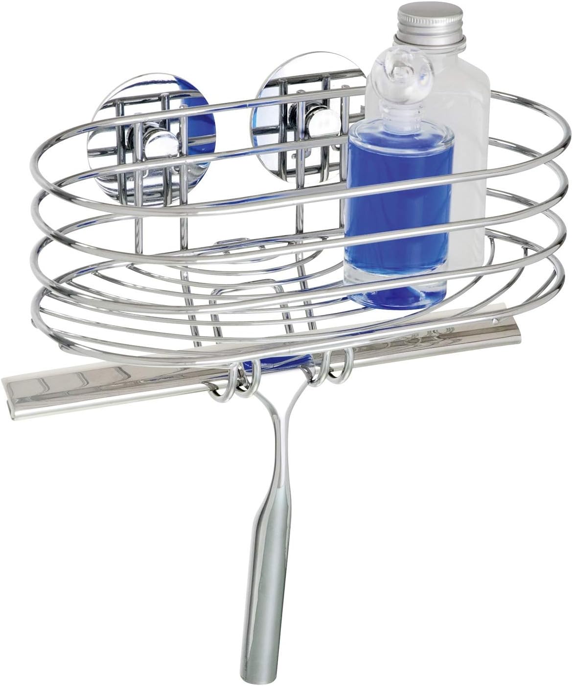 Turbo-Loc Wandablage mit Duschabzieher, ohne Bohren, 27.5 x 13.5 x 24 cm Wandablage mit Wischer Single