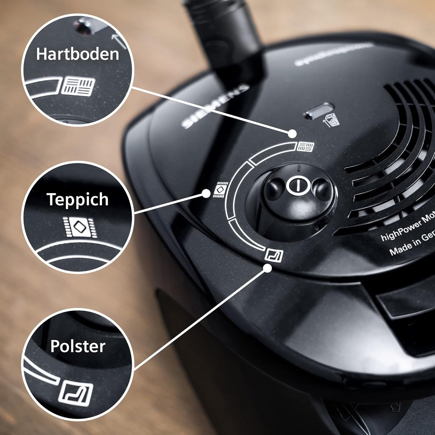 Staubsauger VS06B112A mit Beutel, Schwarz Parquet Düse