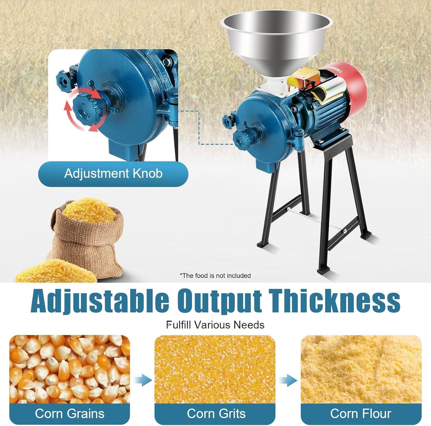 Elektrische Getreidemühle mit einstellbarer Stärke