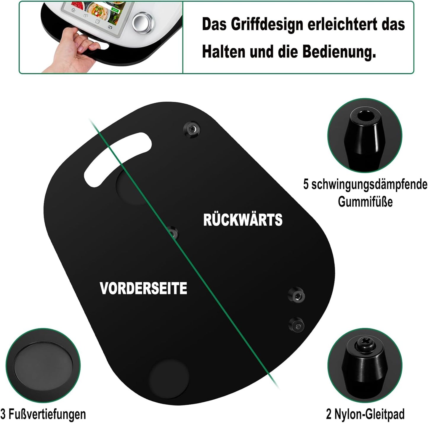 Gleitbrett für Thermomix TM6/TM5, Glänzend Schwarz - Acryl