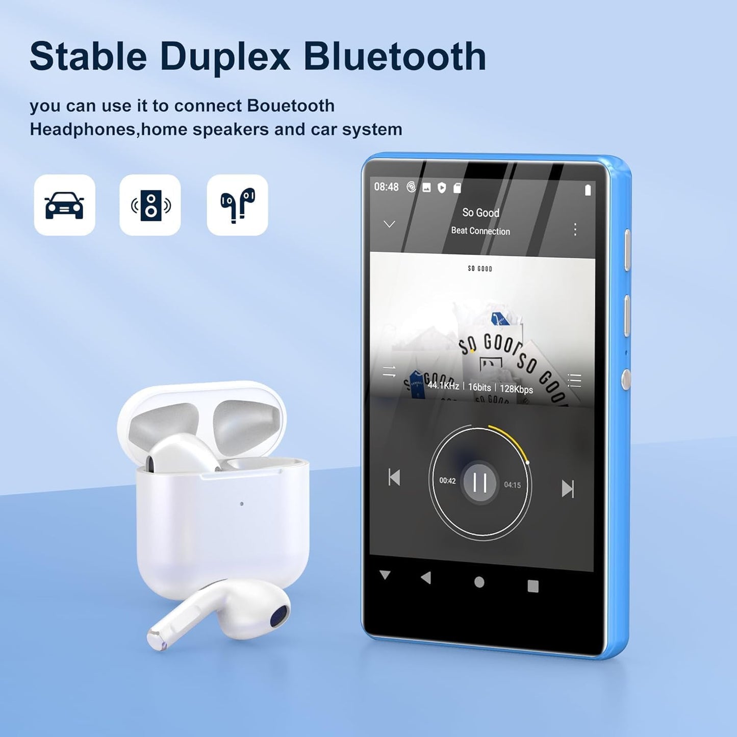 Touchscreen MP3/MP4 Player M503 Pro mit Bluetooth & WiFi, Blau