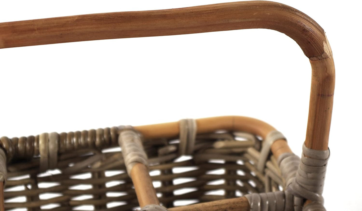Flaschenkorb für 6 Flaschen aus Rattan, Grau