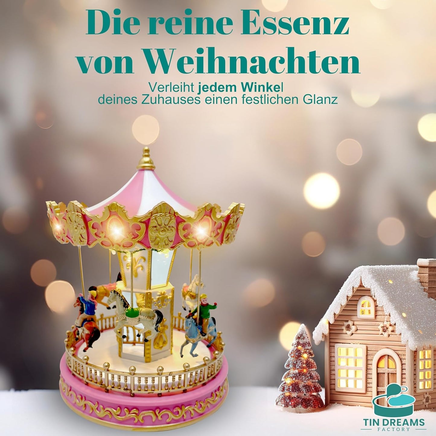 Bewegliches Weihnachtskarussell mit Musik und LED-Lichtern