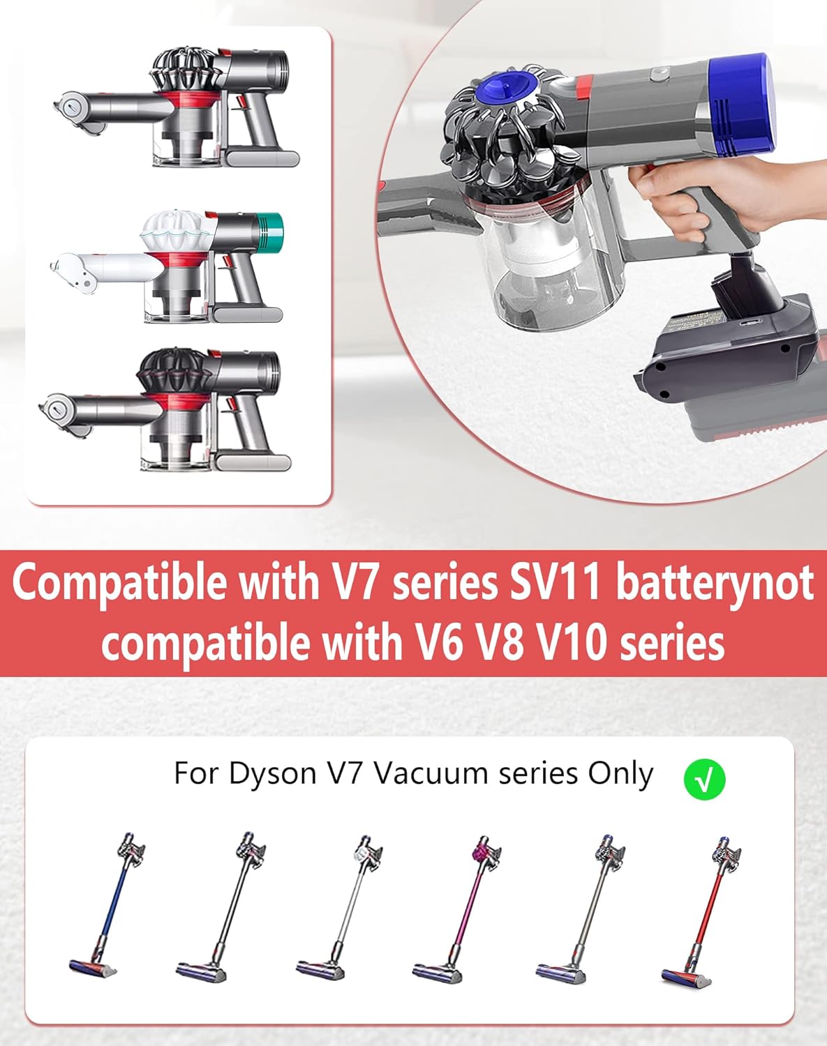 Adapter EIN18V7 für Einhell 18V Akku auf Dyson V7 Staubsauger, EIN18V7