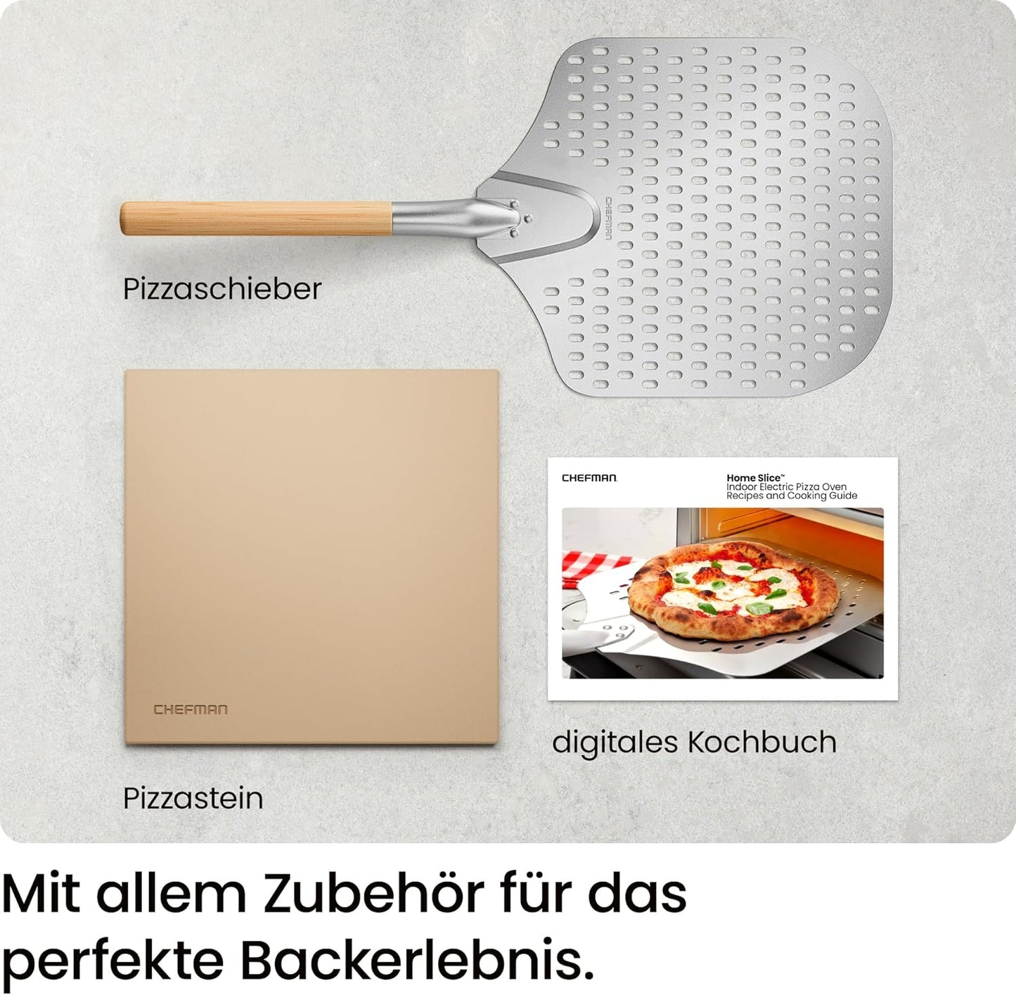 Pizzaofen mit Pizzastein & Pizzaschieber, Schwarz
