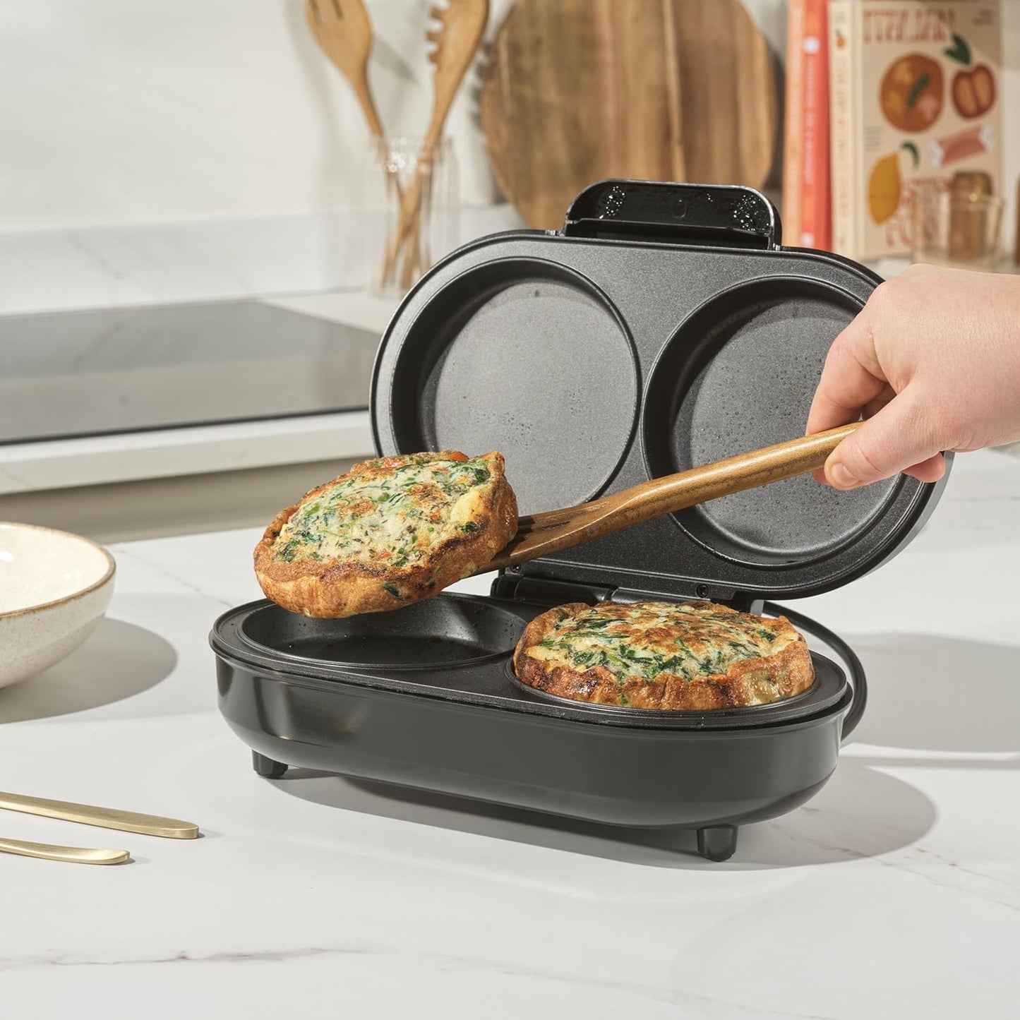 XL Dual Omelette Maker mit Antihaftplatten, EU Stecker XL Doppel-Omelett-Maker
