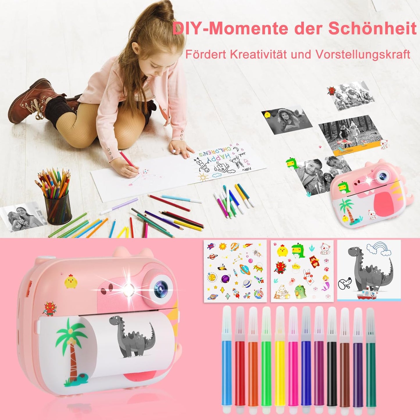 Sofortbildkamera für Kinder, Pink